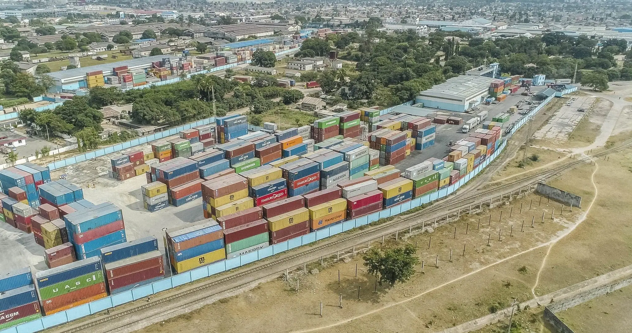 Aerial view of the AFICD container depot