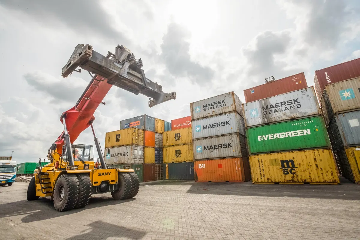 Containers arranged in the AFICD yard