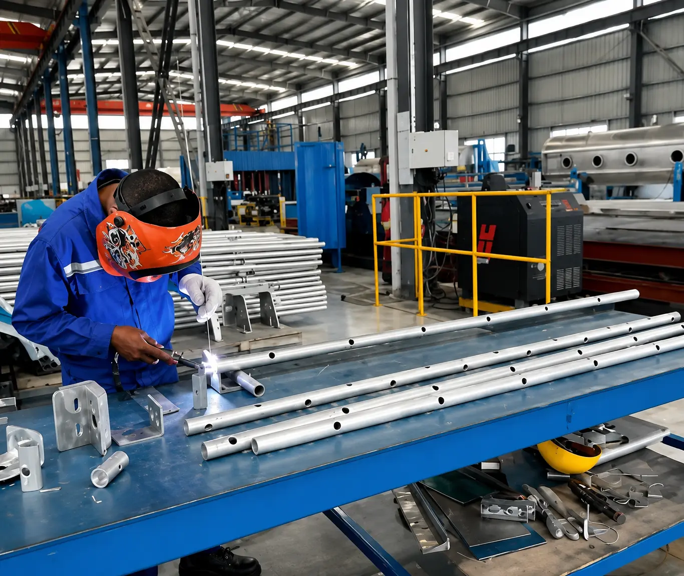 ATL worker fabricating aluminium components