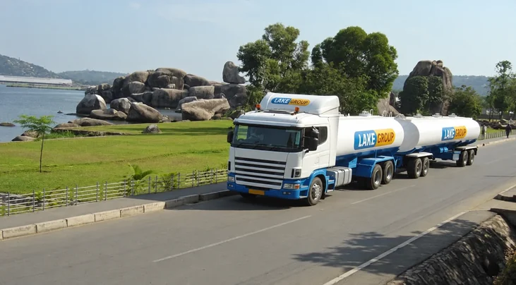 Lake Oil fuel tanker on a regional road